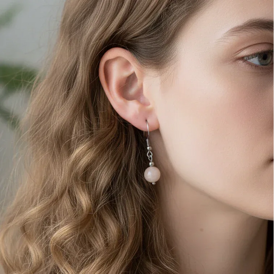 Boucles d'oreilles 1 perle en Morganite (BO239)