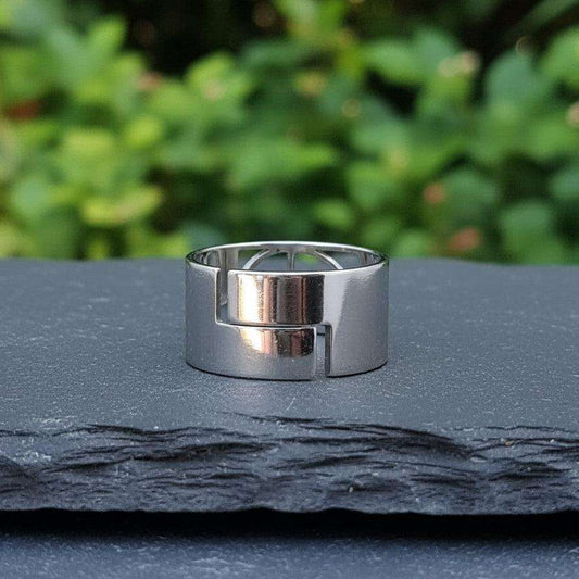 Bague réglable Nombre d'Or en acier argent (BAGANOA)