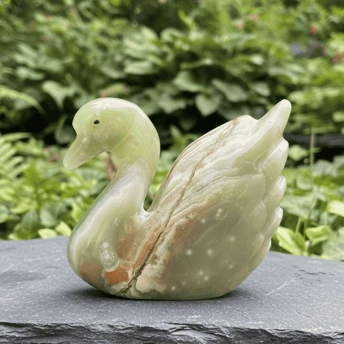 Cygne sculpté en Aragonite et Calcite (PRGFL622 - 6)