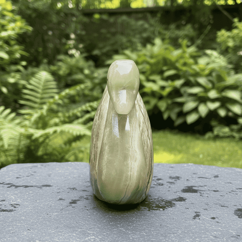 Cygne sculpté en Aragonite et Calcite (PRGFL622 - 6)