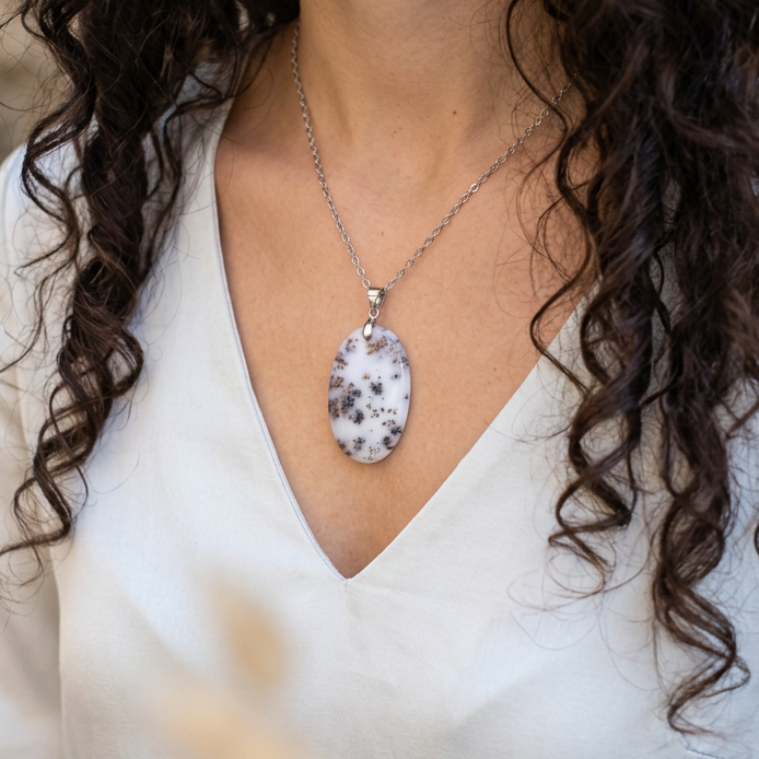 Pendentif en Agate dendritique (PE1789)