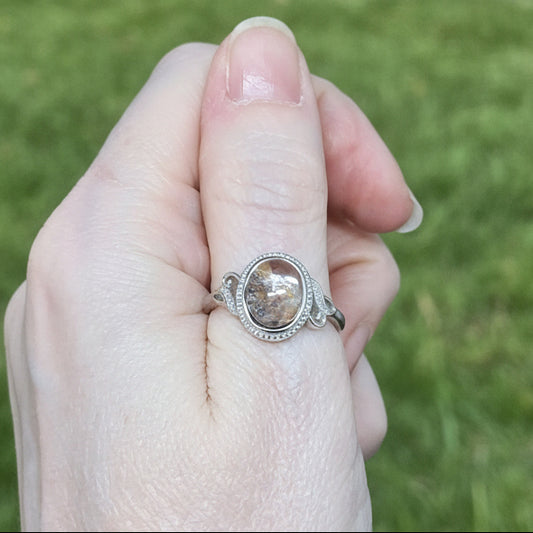 Bague réglable en Quartz Lodolite (BAG35 - 14)