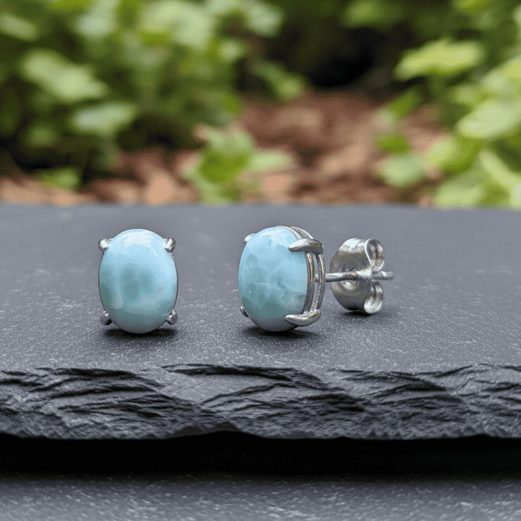 Puces d'oreilles en Larimar (BO247 - 1)