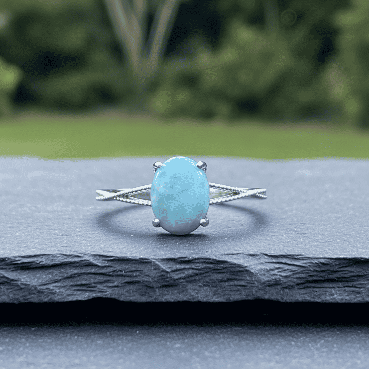 Bague réglable en Larimar et cuivre (BAG27 - 6)