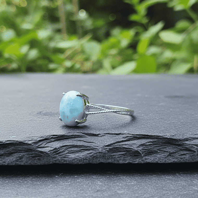 Bague réglable en Larimar et cuivre (BAG27 - 6)