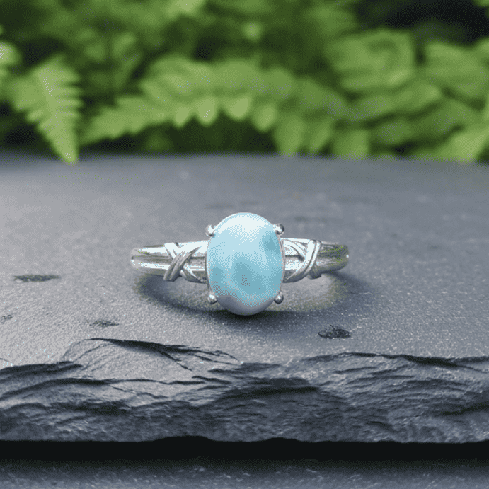 Bague réglable en Larimar et cuivre (BAG27 - 4)