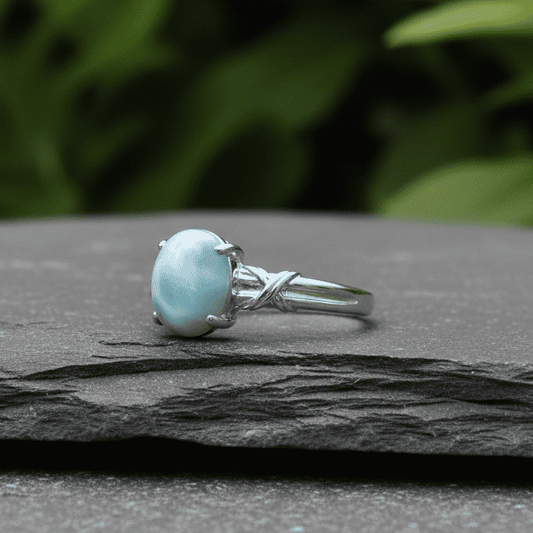 Bague réglable en Larimar et cuivre (BAG27 - 4)
