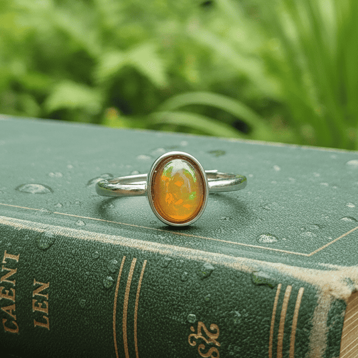 Bague réglable en Opale Welo de feu (BAG39 - 4)