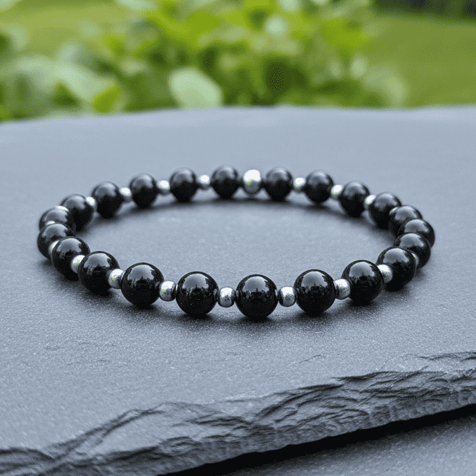 Bracelet en Tourmaline noire 6mm - 15