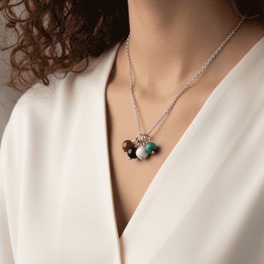 Collier en perles naturelles inspiré du drapeau Palestinien (COL4P - 1)