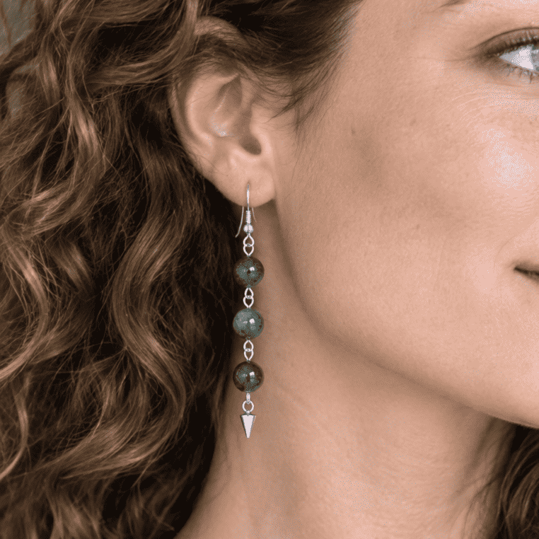 Boucles d'oreilles en Jaspe Héliotrope (BO251)