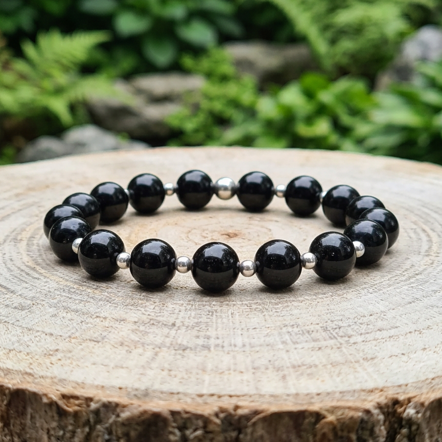 Bracelet en Tourmaline noire 8mm - 15