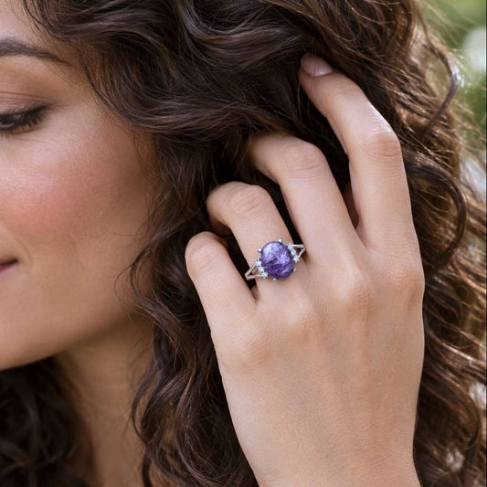 Bague réglable en Charoïte (BAG23 - 2)