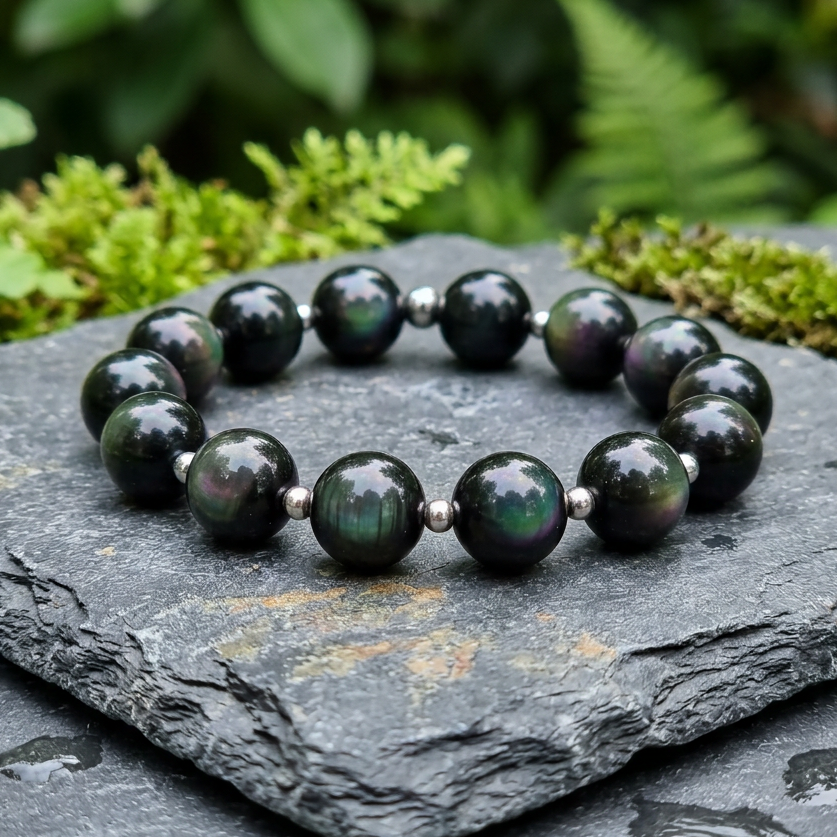 Bracelet en Obsidienne Œil Céleste 12mm - 15