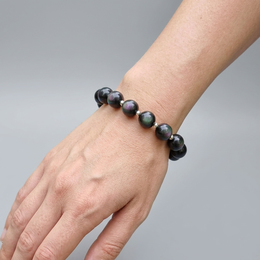 Bracelet en Obsidienne Œil Céleste 12mm