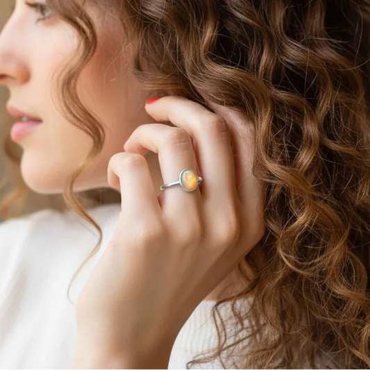 Bague réglable en Opale Welo de feu (BAG39-4)