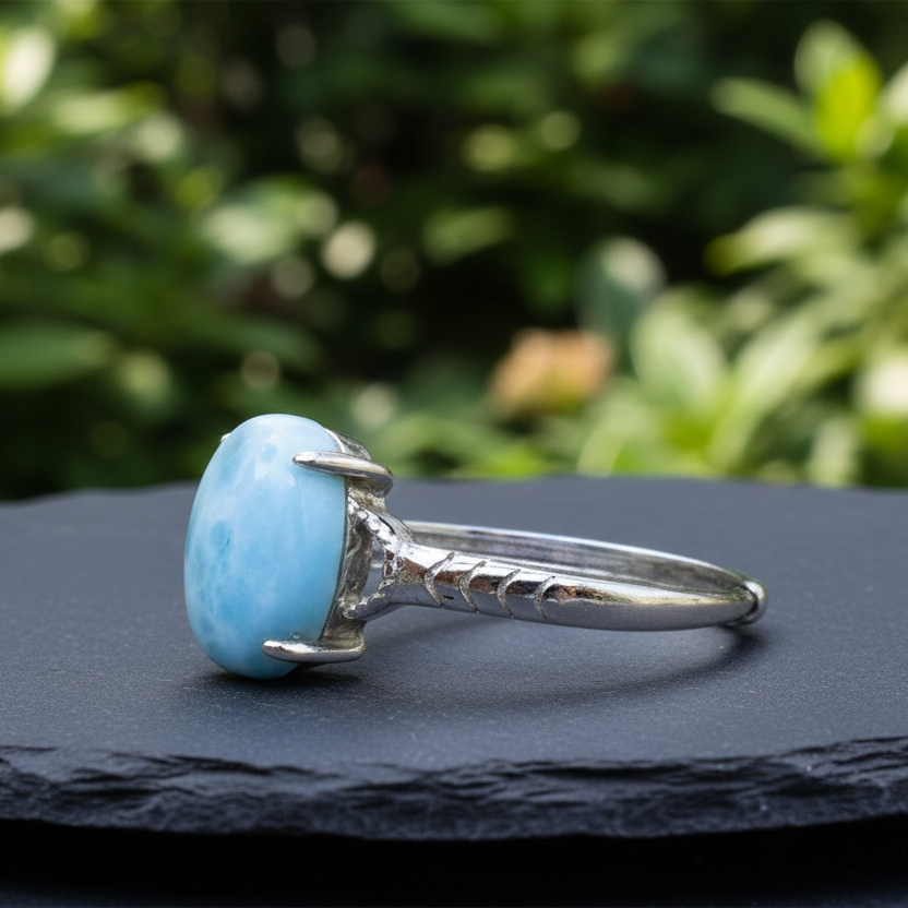 Bague réglable en Larimar (BAG27-2) - ENAE Minéraux