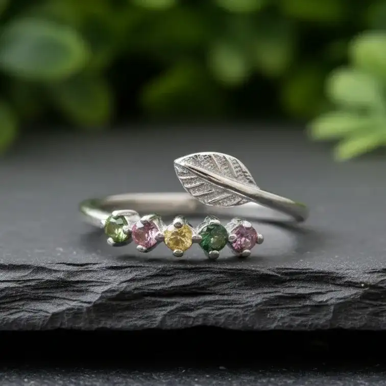 Bague réglable en Tourmaline multicolore et Argent (BAG37 - 2)