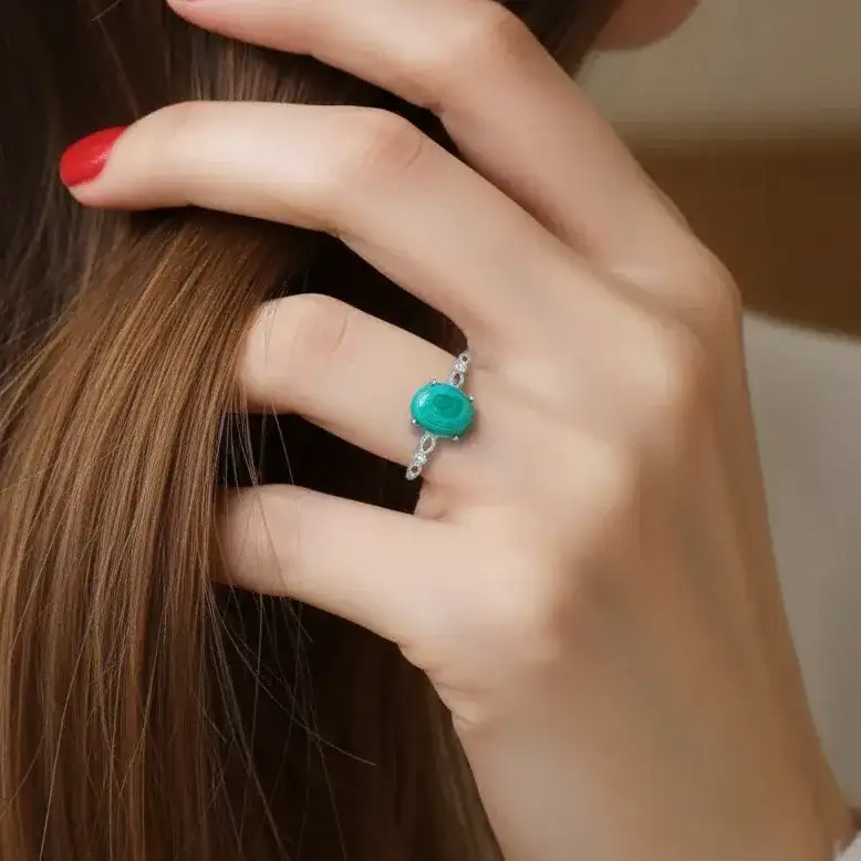Bague réglable en Malachite (BAG64 - 3)