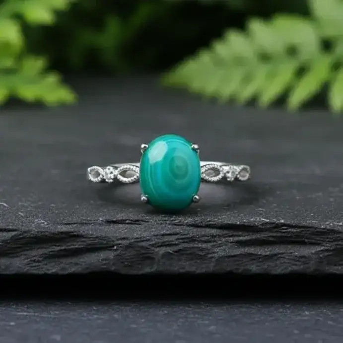 Bague réglable en Malachite (BAG64 - 3)