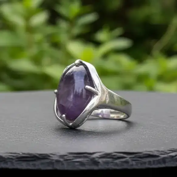 Bague réglable en Améthyste (BAGA5)