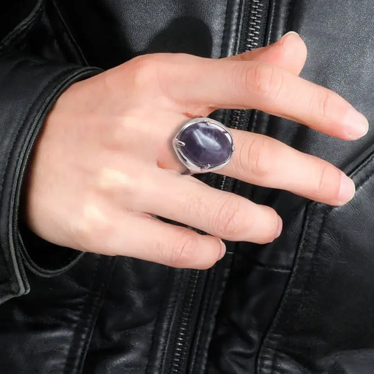 Bague réglable en Améthyste (BAGA6)