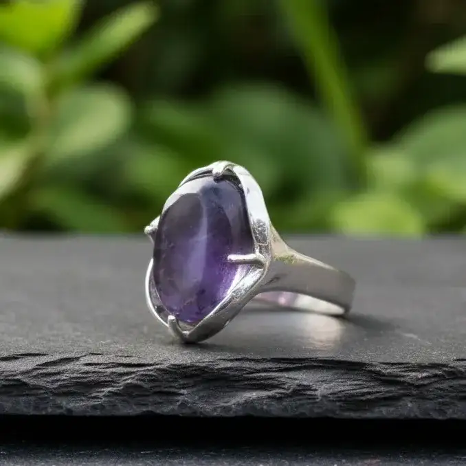 Bague réglable en Améthyste (BAGA6)