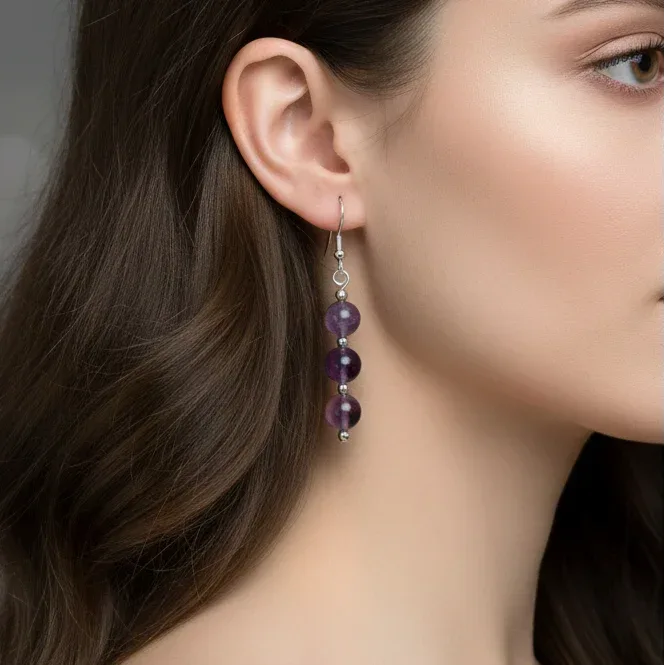 Boucles d'oreilles en Améthyste (BO229)