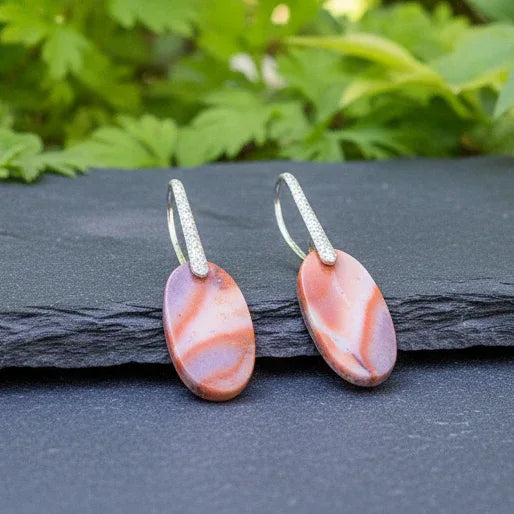 Boucles d'oreilles en Jaspe Mookaïte (BO111)