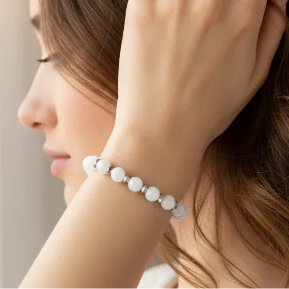 Bracelet en Célestine blanche 8mm