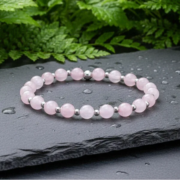 Bracelet en Quartz rose 6mm - 21