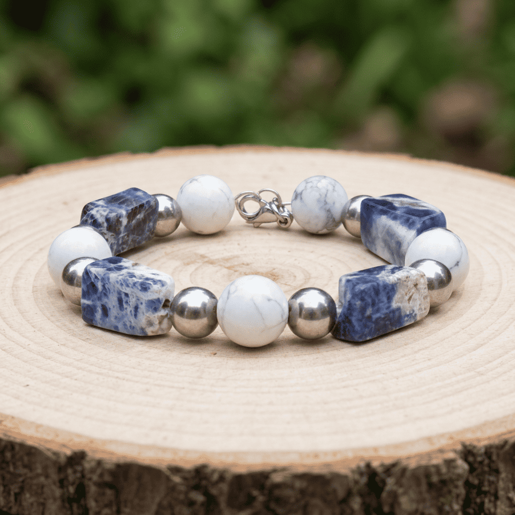 Bracelet en Sodalite et Howlite - ENAE Minéraux