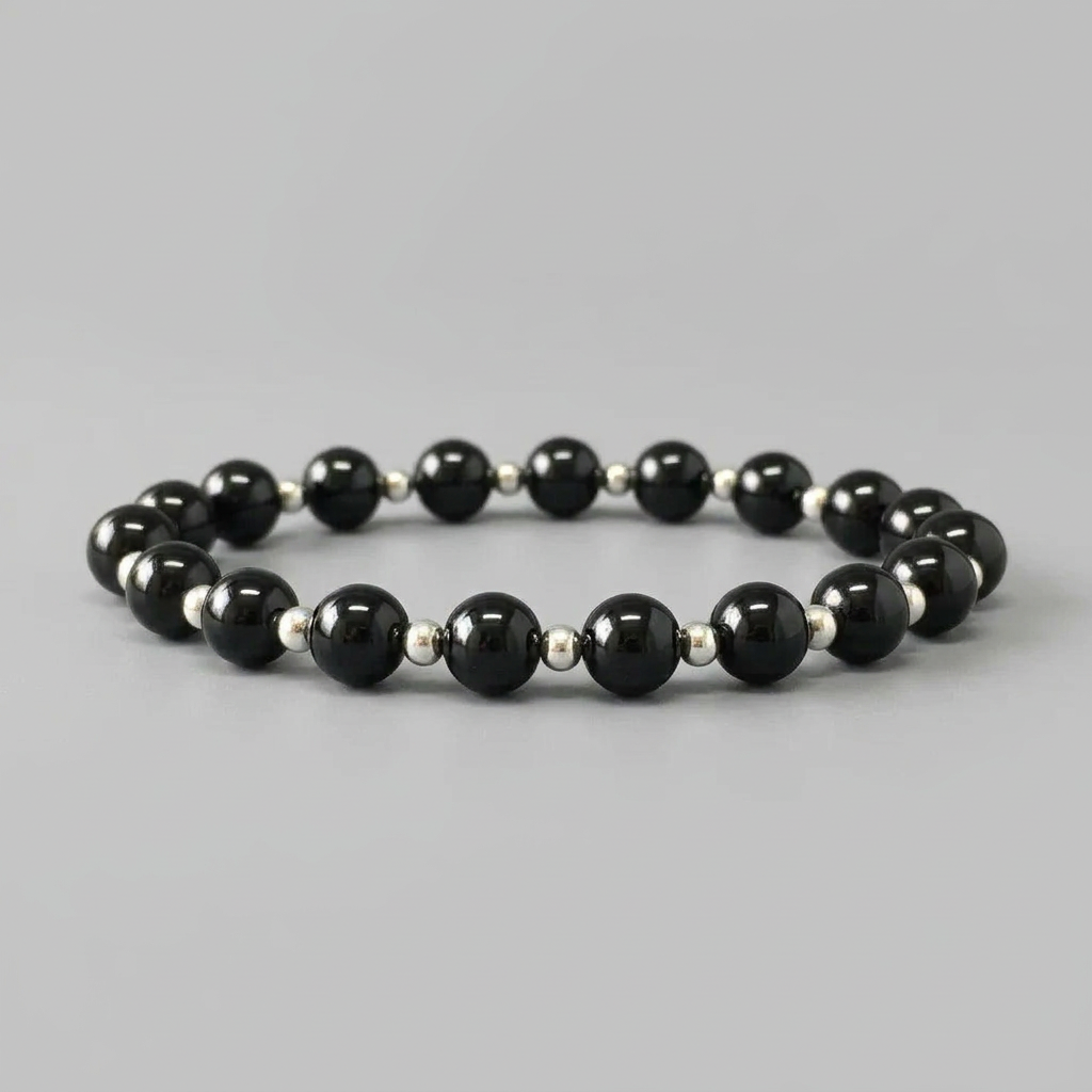 Bracelet en Spinelle noir 6mm