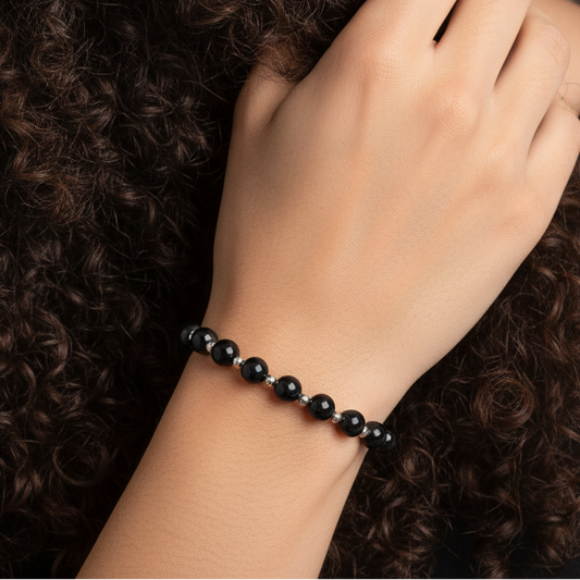Bracelet en Spinelle noir 6mm