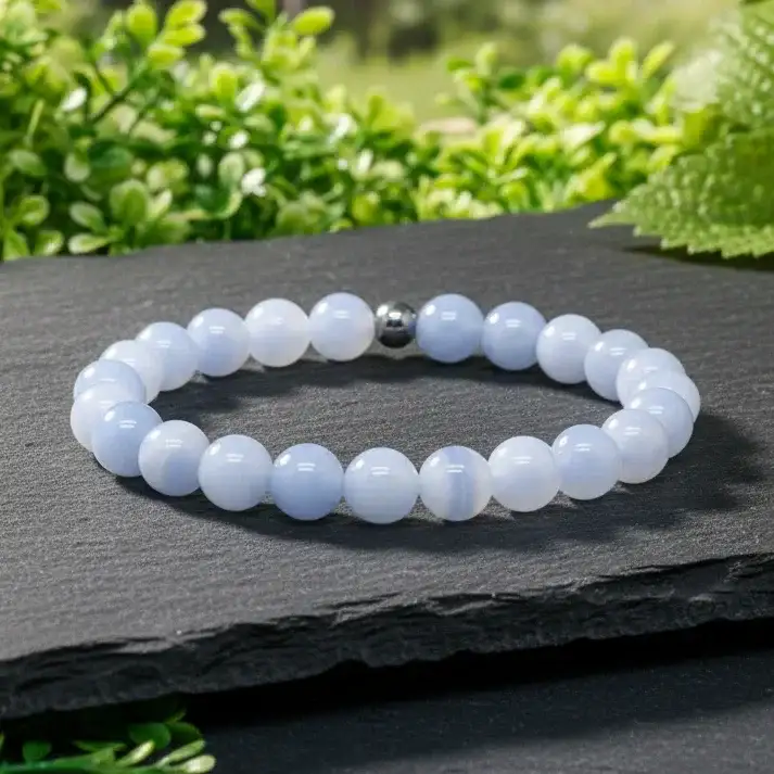 Bracelet en Agate bleue 8mm - 21
