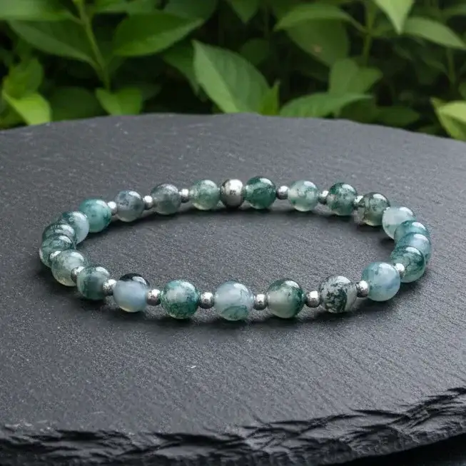 Bracelet en Agate mousse 6 mm - 21