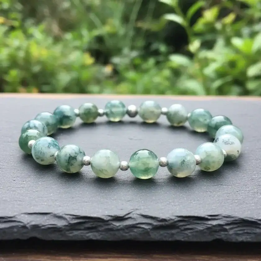 Bracelet en Agate mousse 8mm - 21