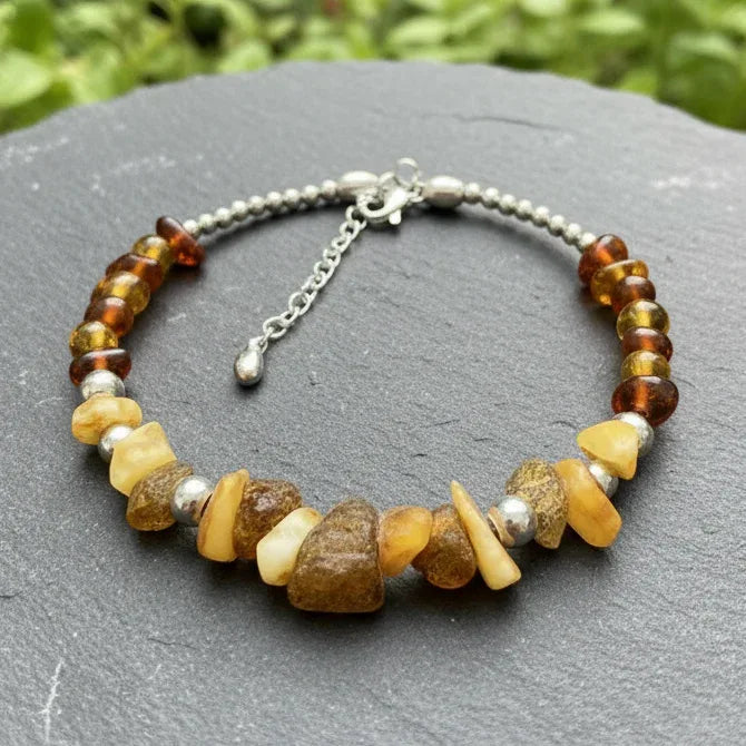 Bracelet en Ambre brute et polie