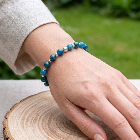 Bracelet en Apatite bleue 6mm