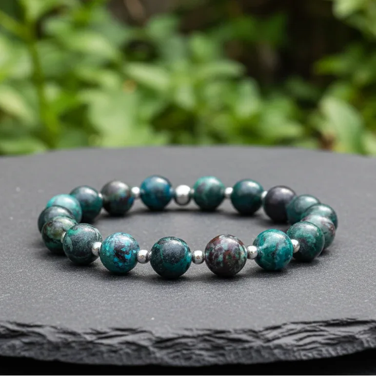 Bracelet en Chrysocolle avec Malachite et Azurite - 21
