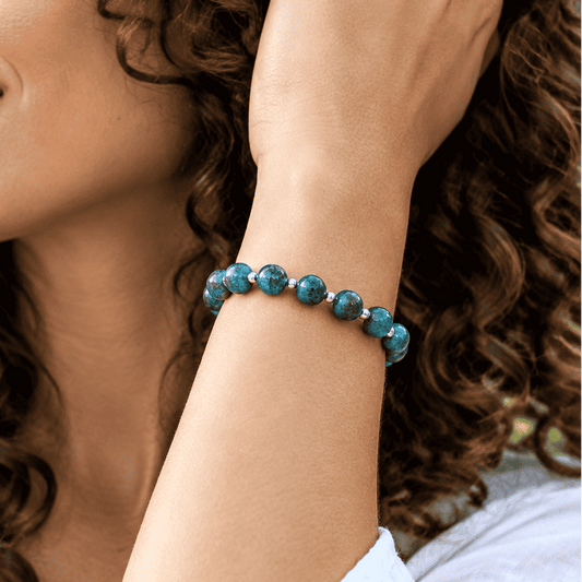 Bracelet en Chrysocolle avec Malachite et Azurite