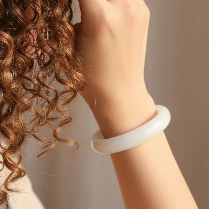 Bracelet jonc en Quartz blanc (BR401)