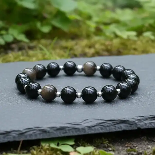 Bracelet en Obsidienne dorée 8mm - 21