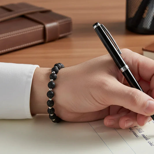 Bracelet en Pierre de Lave (Basalte : Scories)