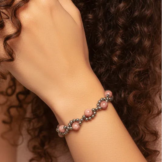Bracelet tissé en Rhodochrosite