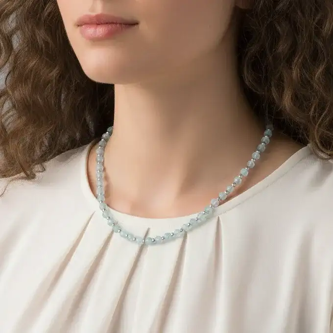 Bracelet triple tour et collier en Labradorite (COLBR23 - 01)