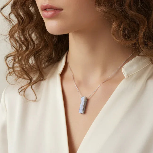 Pendentif tranche de Agate bleue (PE1714-2)