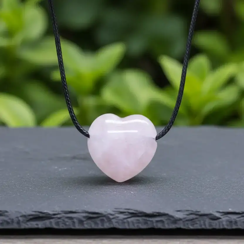 Pendentif cœur en Quartz rose (PE1554 - 1)