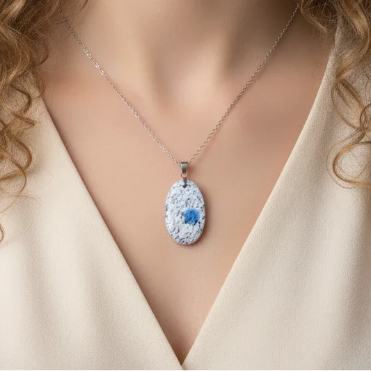 Pendentif en K2 (Granite et Azurite) (PE1782)