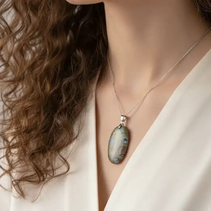 Pendentif en Rhyolite Rain Forest (PE658)